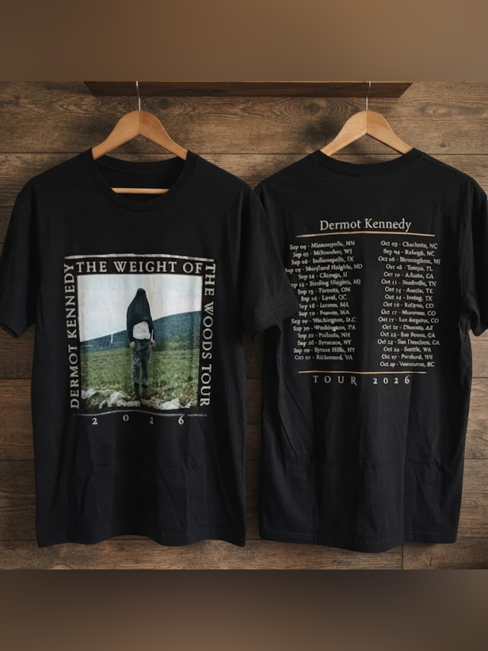 Dermot Kennedy The Weight of The Woods Tour 2026 Tracklist Vintage Black T-Shirt